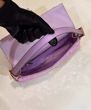 Fendi 8BR792 Medium Baguette 1997 Purple Satin Bag with Sequins 8528 - Default Title - View 9