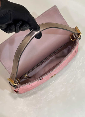 Fendi 8BR792 Medium Baguette 1997 Rose Red Satin Bag with Sequins 8528 - Default Title - View 8