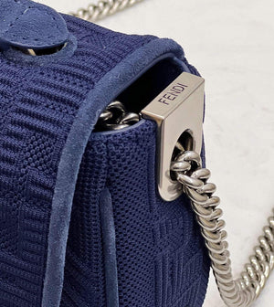 Fendi 8BR793 Midi Baguette Chain FF Fabric Bag Blue - Default Title - View 6