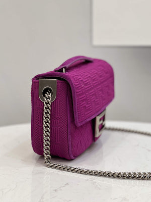 Fendi 8BR793 Midi Baguette Chain FF Fabric Bag Purple - Default Title - View 3