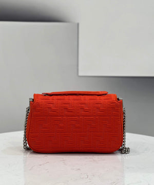 Fendi 8BR793 Midi Baguette Chain FF Fabric Bag Red - Default Title - View 2