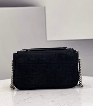 Fendi 8BR793 Midi Baguette Chain FF Fabric Bag Black - Default Title - View 2