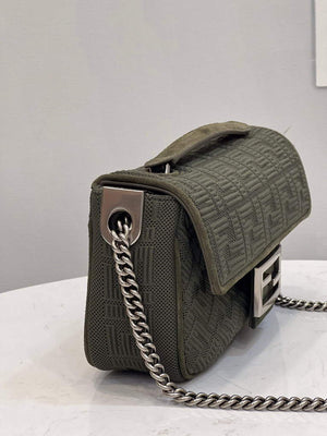 Fendi 8BR793 Midi Baguette Chain FF Fabric Bag Green - Default Title - View 3