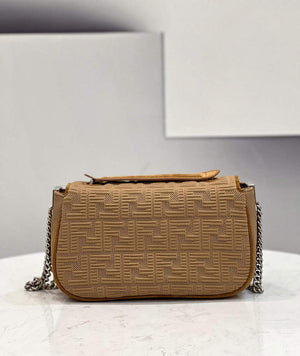 Fendi 8BR793 Midi Baguette Chain FF Fabric Bag Beige - Default Title - View 2