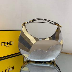 Fendi 8BR798 Fendigraphy Small Leather bag with multicolour inlay Silver - Default Title - View 1