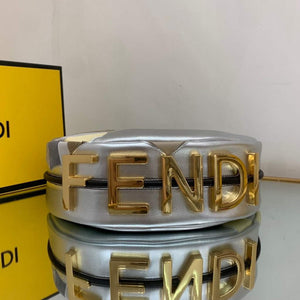 Fendi 8BR798 Fendigraphy Small Leather bag with multicolour inlay Silver - Default Title - View 8
