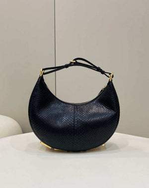 Fendi 8BR798 Fendigraphy Small Snake skin Leather bag Black - Default Title - View 1
