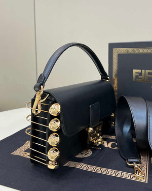 Fendi 8BR801 Baguette brooch Fendace Black leather 8563 bag - Default Title - View 3