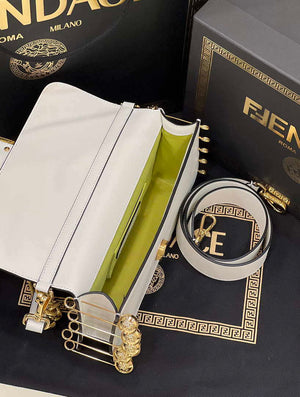 Fendi 8BR801 Baguette brooch Fendace White leather 8563 bag - Default Title - View 9