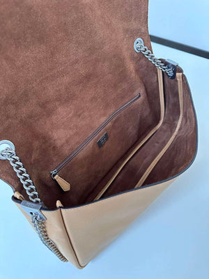 Fendi 8BR828AS7AF1QD0 Baguette Chain Large Black leather bag 8669 Apricot - Default Title - View 9