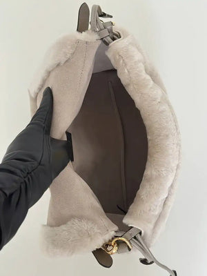 Fendi 8BR833AYCUF0NGA Mamma Baguette Medium Beige shearling bag 8693L - Default Title - View 9
