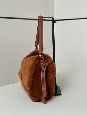 Fendi 8BR833AYCUF0NGA Mamma Baguette Medium Brown shearling bag 8693L - Default Title - View 3
