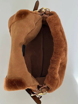 Fendi 8BR833AYCUF0NGA Mamma Baguette Medium Brown shearling bag 8693L - Default Title - View 9