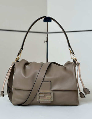 Fendi 8BR834AQ0DF0E65 Mamma Baguette Large Dove grey nappa leather bag 8677L - Default Title - View 2