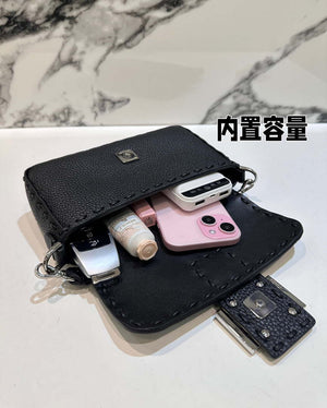 Fendi 8BS017 Baguette Mini Black Selleria bag with 309 hand-sewn Tpstitches 8610S - Default Title - View 18