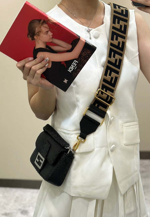 Fendi 8BS017 Baguette Mini Black Selleria bag with 309 hand-sewn Tpstitches 8610S - Default Title - View 7