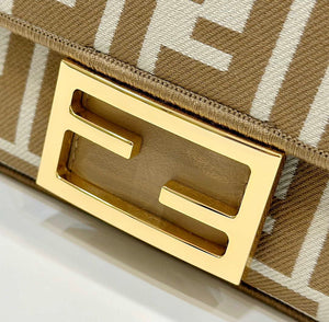 Fendi 8BS017 Baguette Mini Apricot denim-effect FF jacquard bag - Default Title - View 5