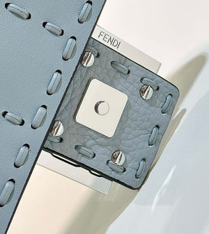 Fendi 8BS017 Baguette Mini Blue Selleria bag with 309 hand-sewn Tpstitches 8610S - Default Title - View 6