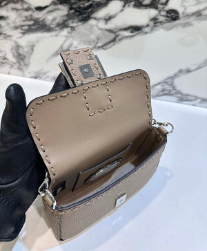 Fendi 8BS017 Baguette Mini Gray Selleria bag with 309 hand-sewn Tpstitches 8610S - Default Title - View 9
