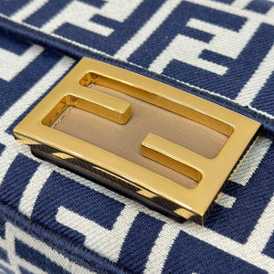 Fendi 8BS017 Baguette Mini Navy denim-effect FF jacquard bag - Default Title - View 5