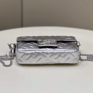 Fendi 8BS017 Baguette Mini Silver leather 0135 bag - Default Title - View 3