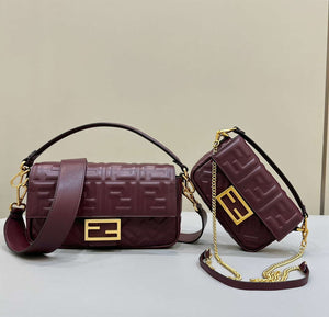 Fendi 8BS017 Baguette Mini Wine Red leather 0135S bag - Default Title - View 2