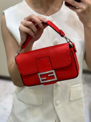Fendi 8BS017 Baguette Mini Red Selleria bag with 309 hand-sewn Tpstitches 8610S - Default Title - View 10