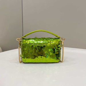 Fendi 8BS017 Mini Baguette Acid green sequin and leather bag 8601s - Default Title - View 2