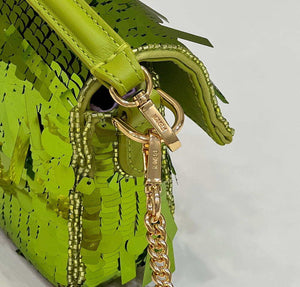 Fendi 8BS017 Mini Baguette Acid green sequin and leather bag 8601s - Default Title - View 5