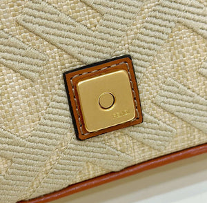 Fendi 8BS017 Mini Baguette Apricot canvas bag with FF embroidery 0159BS - Default Title - View 5