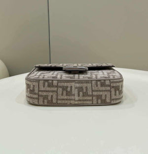 Fendi 8BS017 Mini Baguette Chain Midi Dove gray FF tapestry fabric bag 8579S - Default Title - View 4