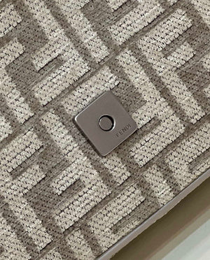Fendi 8BS017 Mini Baguette Chain Midi Dove gray FF tapestry fabric bag 8579S - Default Title - View 6