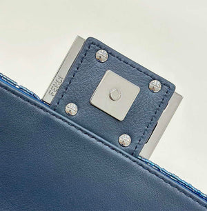 Fendi 8BS017 Mini Baguette Dark and mid blue sequin and leather bag 8601s - Default Title - View 5