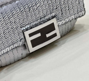 Fendi 8BS017 Mini Baguette Silver sequin and leather bag 8601s - Default Title - View 5