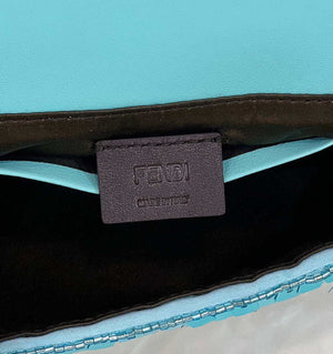 Fendi 8BS017 Mini Baguette Turquoise sequin and leather bag 8601s - Default Title - View 6