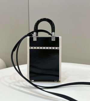 Fendi 8BS051 Mini Sunshine Shopper Black & White Leather Bag 8616S - Default Title - View 2