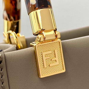Fendi 8BS051 MINI SUNSHINE SHOPPER Gray leather and elaphe mini-bag - Default Title - View 8