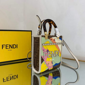 Fendi 8BS051 Mini Sunshine Brown FF printed fabric mini bag - Default Title - View 3