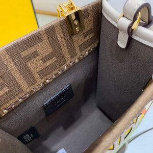 Fendi 8BS051 Mini Sunshine Brown FF printed fabric mini bag - Default Title - View 7