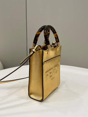 Fendi 8BS051 Mini Sunshine Gold laminated leather shopper - Default Title - View 4