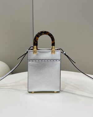 Fendi 8BS051 Mini Sunshine Silver laminated leather shopper - Default Title - View 3