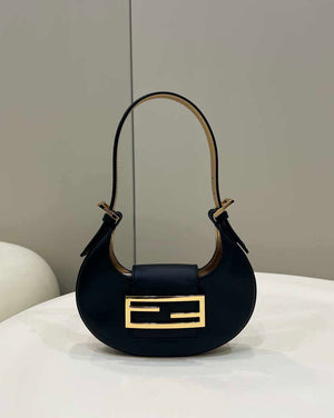 Fendi 8BS065 Fendi Cookie Black leather mini Croissant bag 8556 - Default Title - View 1