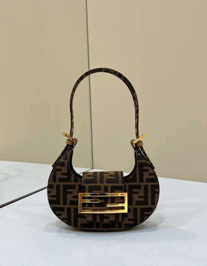Fendi 8BS065 Fendi Cookie Brown FF fabric mini Croissant bag 8556 - Default Title - View 1