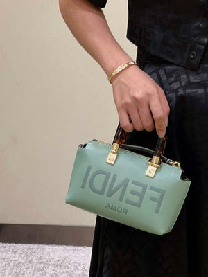 Fendi 8BS067 By The Way Mini Small Boston bag in mint green leather - Default Title - View 10