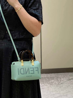 Fendi 8BS067 By The Way Mini Small Boston bag in mint green leather - Default Title - View 12