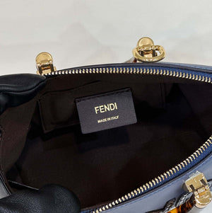 Fendi 8BS067 By The Way Mini Small Boston bag in mint Navy Blue leather - Default Title - View 7