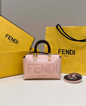 Fendi 8BS067 By The Way Mini Small Boston bag in mint Pink leather - Default Title - View 1