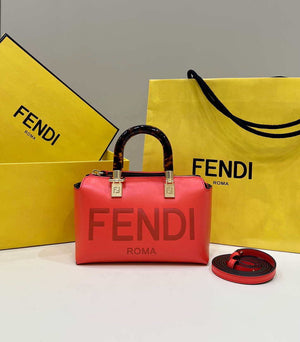 Fendi 8BS067 By The Way Mini Small Boston bag in mint Red leather - Default Title - View 1