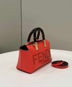 Fendi 8BS067 By The Way Mini Small Boston bag in mint Red leather - Default Title - View 3
