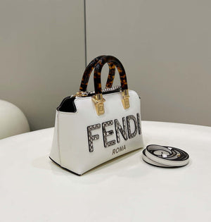 Fendi 8BS067 By The Way Mini Small Boston bag in mint White leather - Default Title - View 3